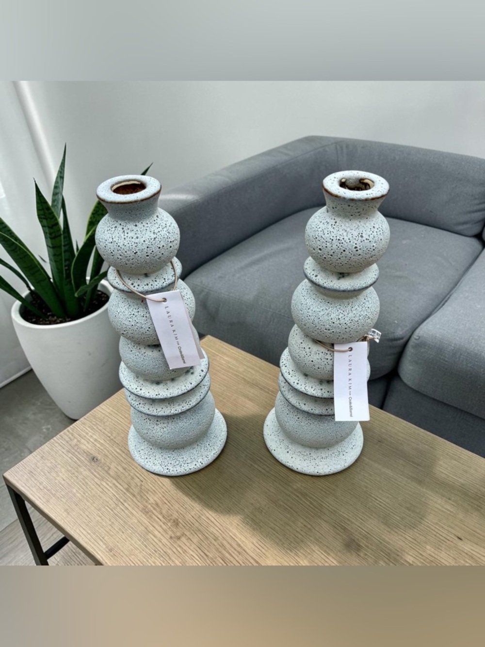 NWTCRATE & BARREL
Toulouse Large Ceramic Taper Candles set(2)Holder by Laura Kim